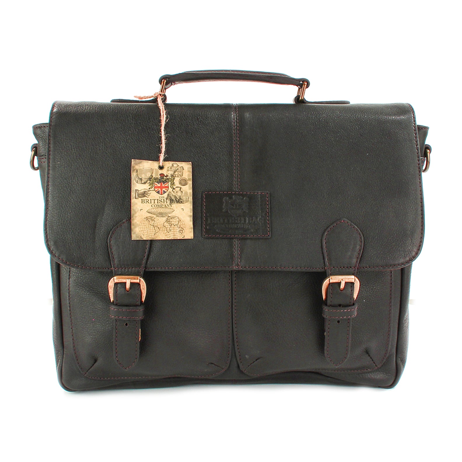 British Bag Co. Brown Pebble Grain Leather Briefcase