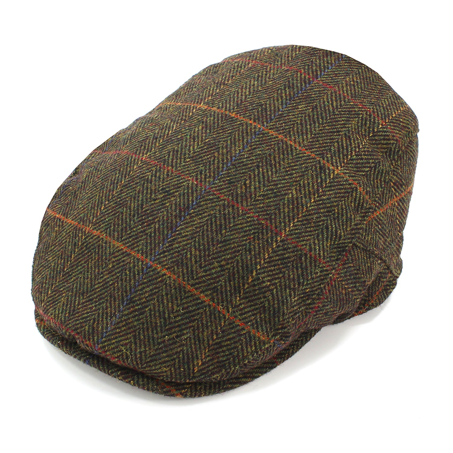 British Bag Co. Green Herringbone Check Flat Cap