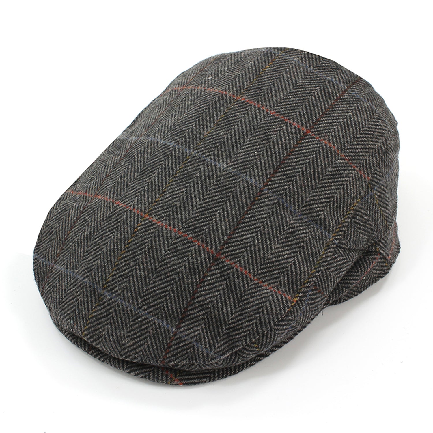 British Bag Co. Grey Herringbone Check Flat Cap
