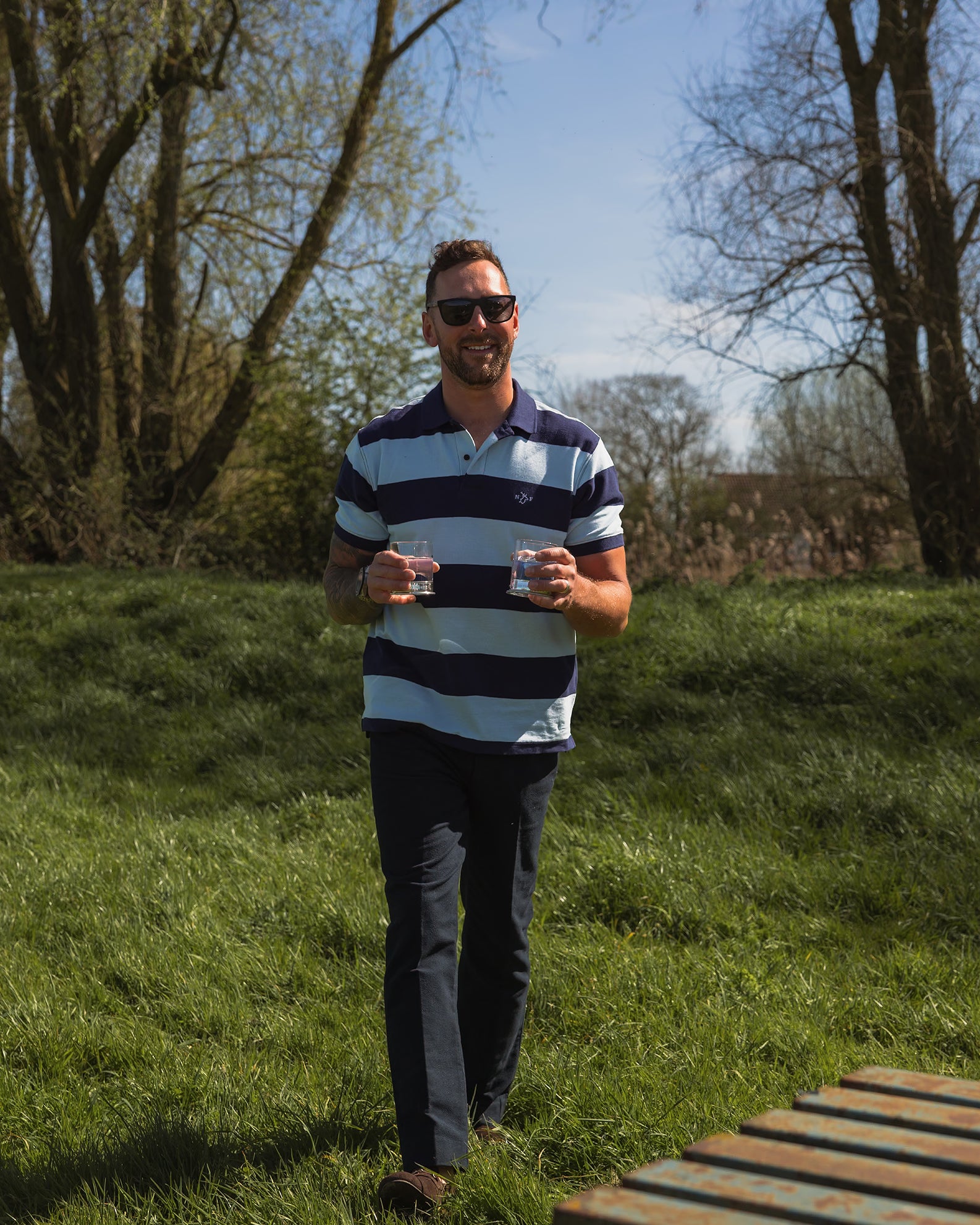 New Forest Striped Pique Polo Shirt