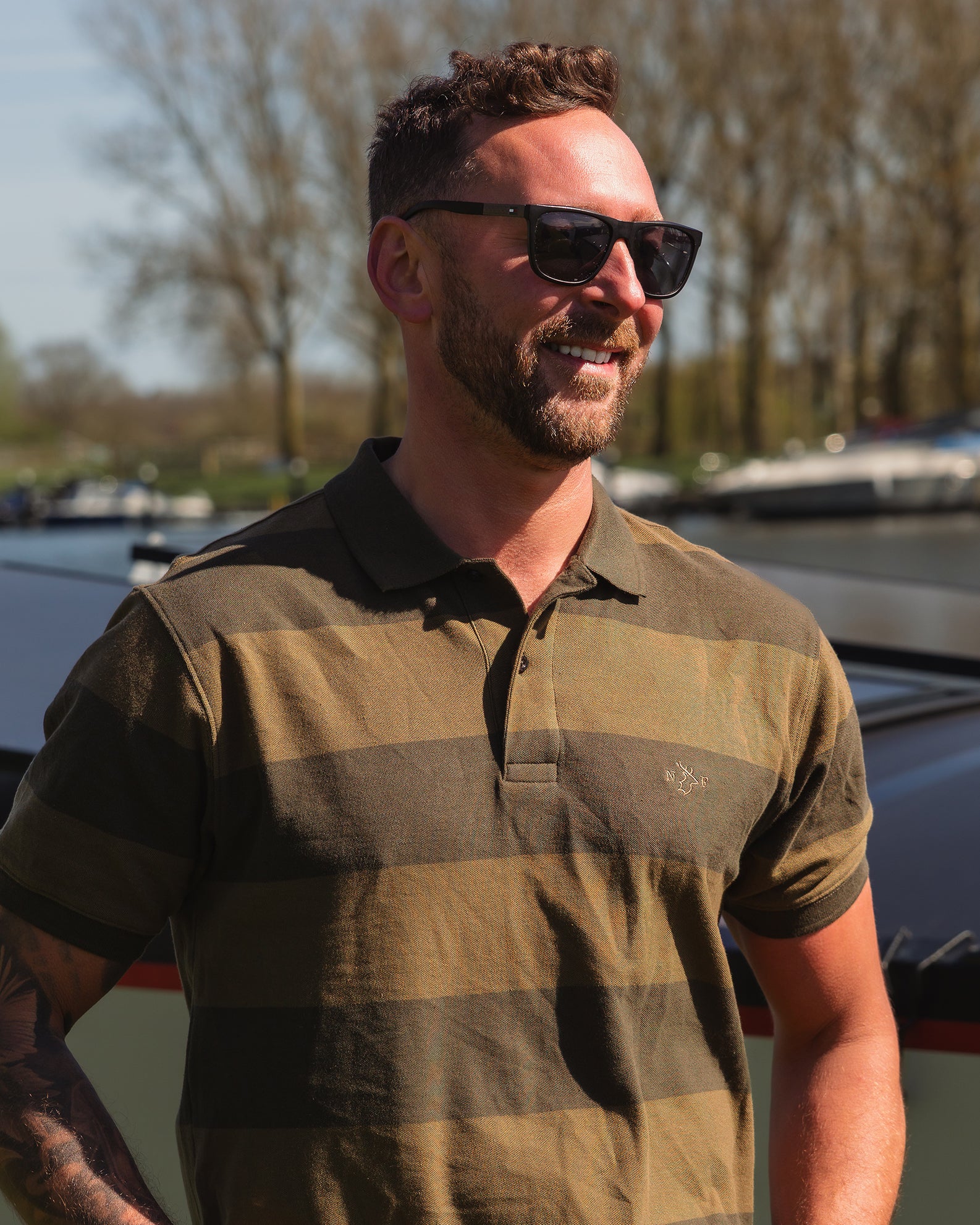New Forest Striped Pique Polo Shirt