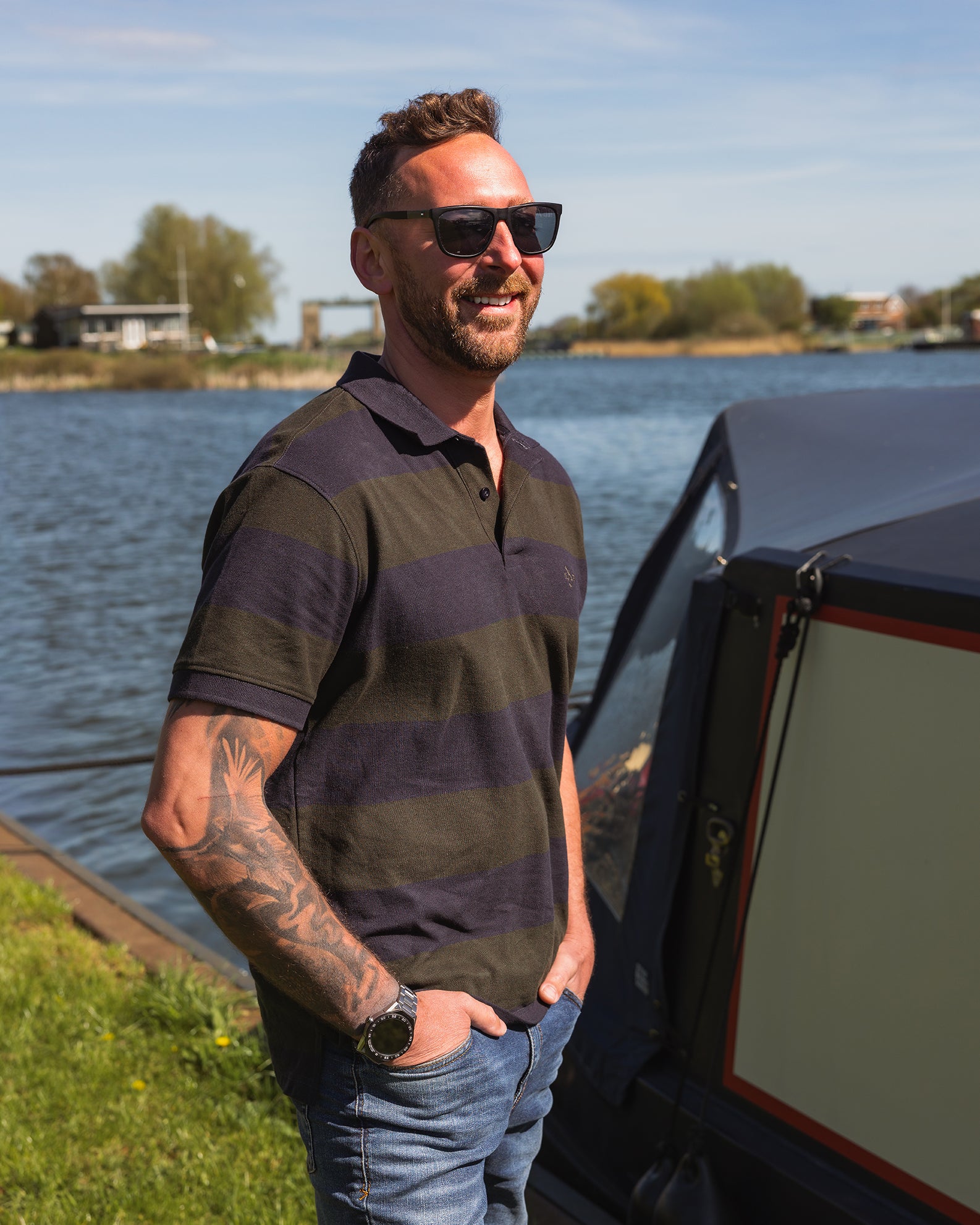 New Forest Stripe Pique Polo Shirt