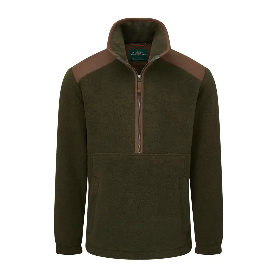 Men’s dark green Alan Paine Aylsham half zip fleece with shoulder patches