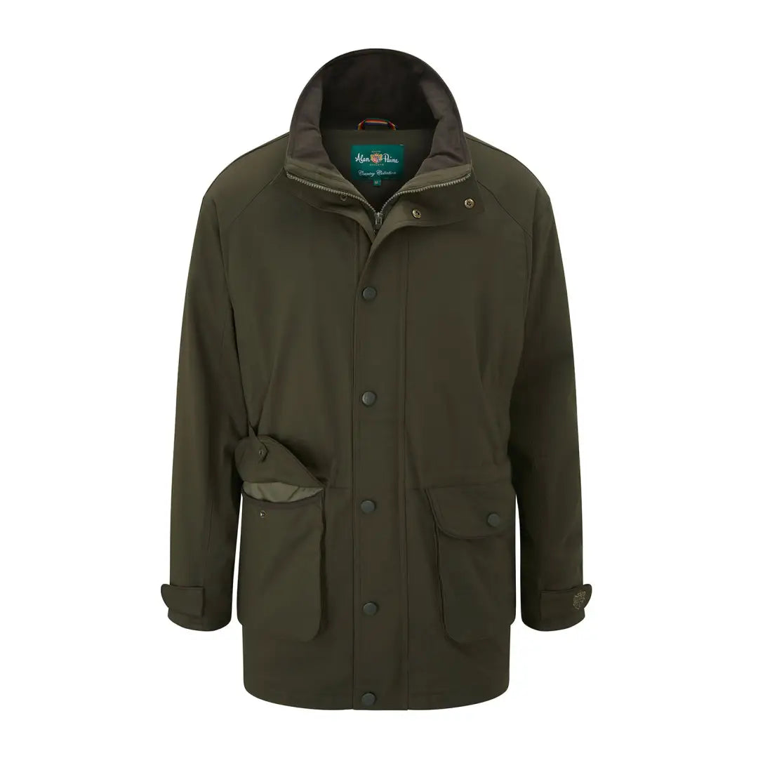 Men’s olive green waterproof field coat from Alan Paine Dunswell for hunting and outdoors