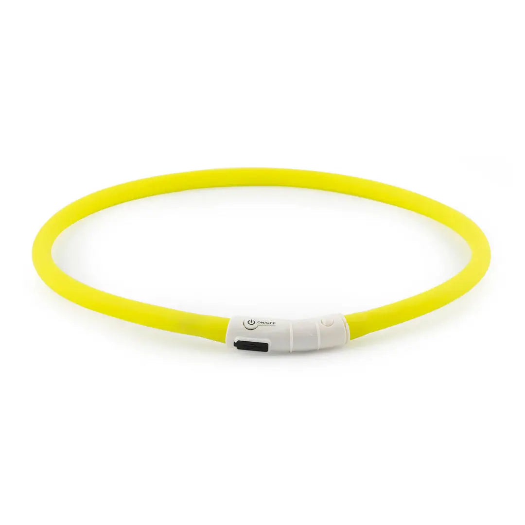 Ancol Collar Flashing LED rechargeable USB dog collar in neon yellow