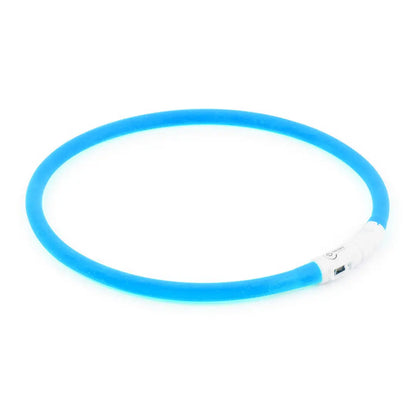 Blue Ancol Collar Flashing LED rechargeable USB dog collar glowing