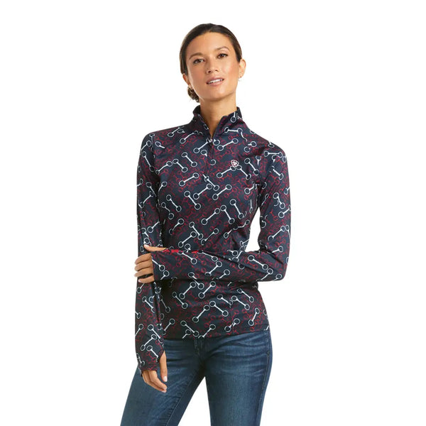 Ariat Lowell 2.0 1 4 Zip Baselayer Team Print XS