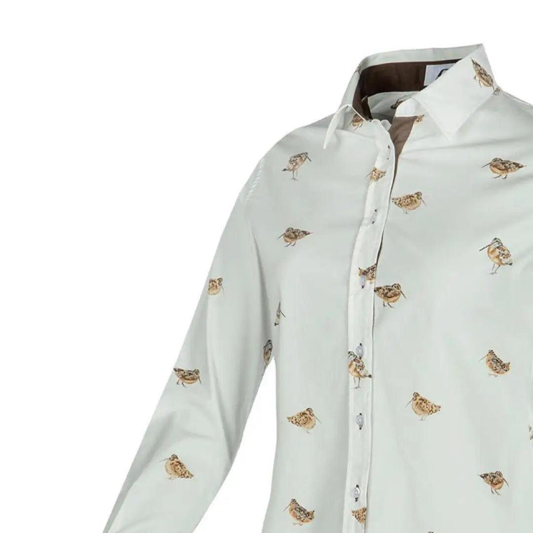 White Baleno Laura Shirt with bird pattern for stylish country clothing in the outdoors