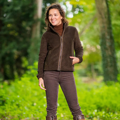 Woman in a brown fleece jacket enjoying the outdoors with Baleno Sarah Ladies Fleece
