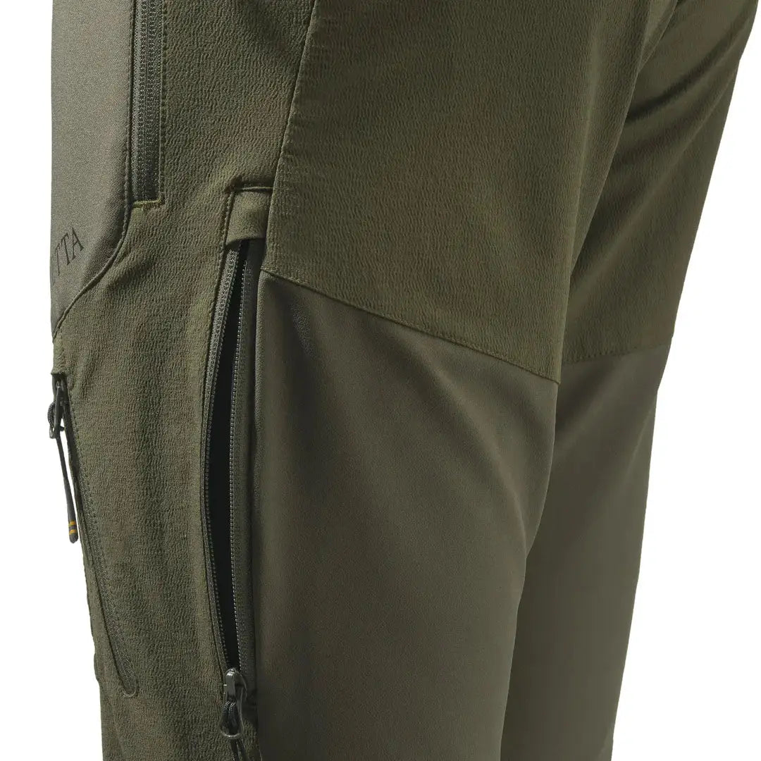 Olive green Beretta 4 Way Stretch EVO pants with zippered pockets for comfy fit