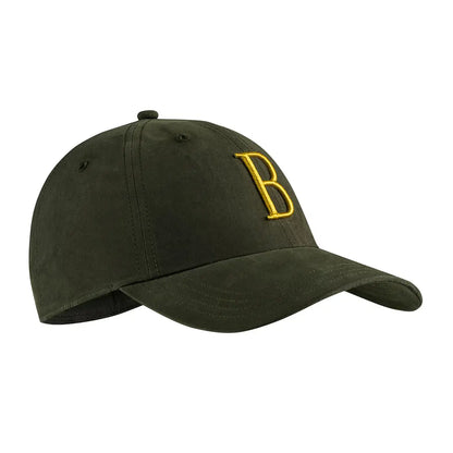 Olive green unisex baseball cap with gold Beretta Big B embroidery