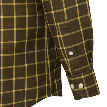 Brown and yellow plaid sleeve on Beretta Bryggen Shirt for casual style