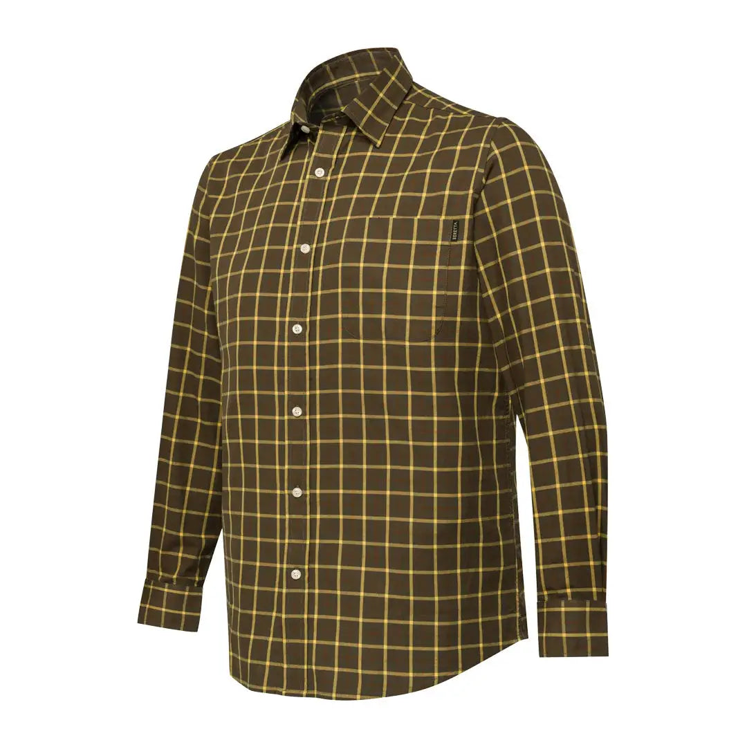 Long-sleeved brown and yellow checkered Beretta Bryggen Shirt for a casual look
