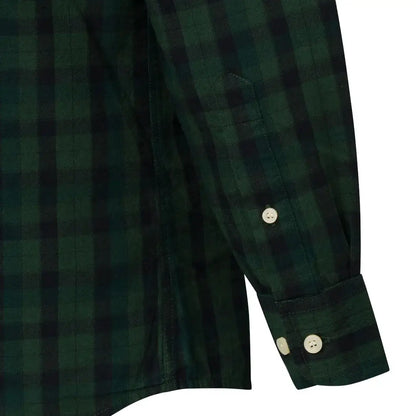 Green and black plaid sleeve on Beretta Bryggen Shirt perfect casual look