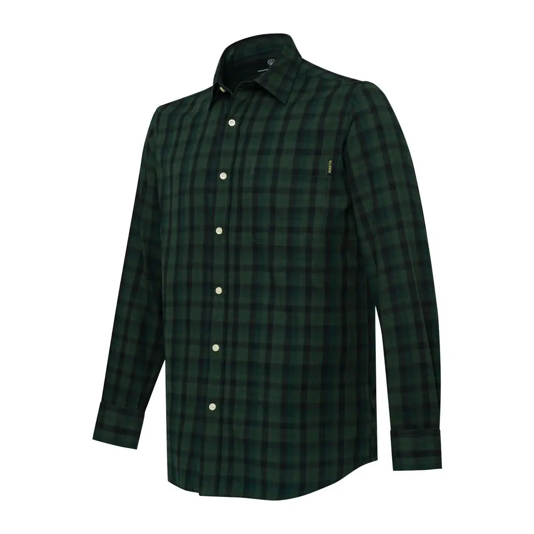 Green plaid button-down shirt from the Beretta Bryggen collection, perfect bryggen shirt style