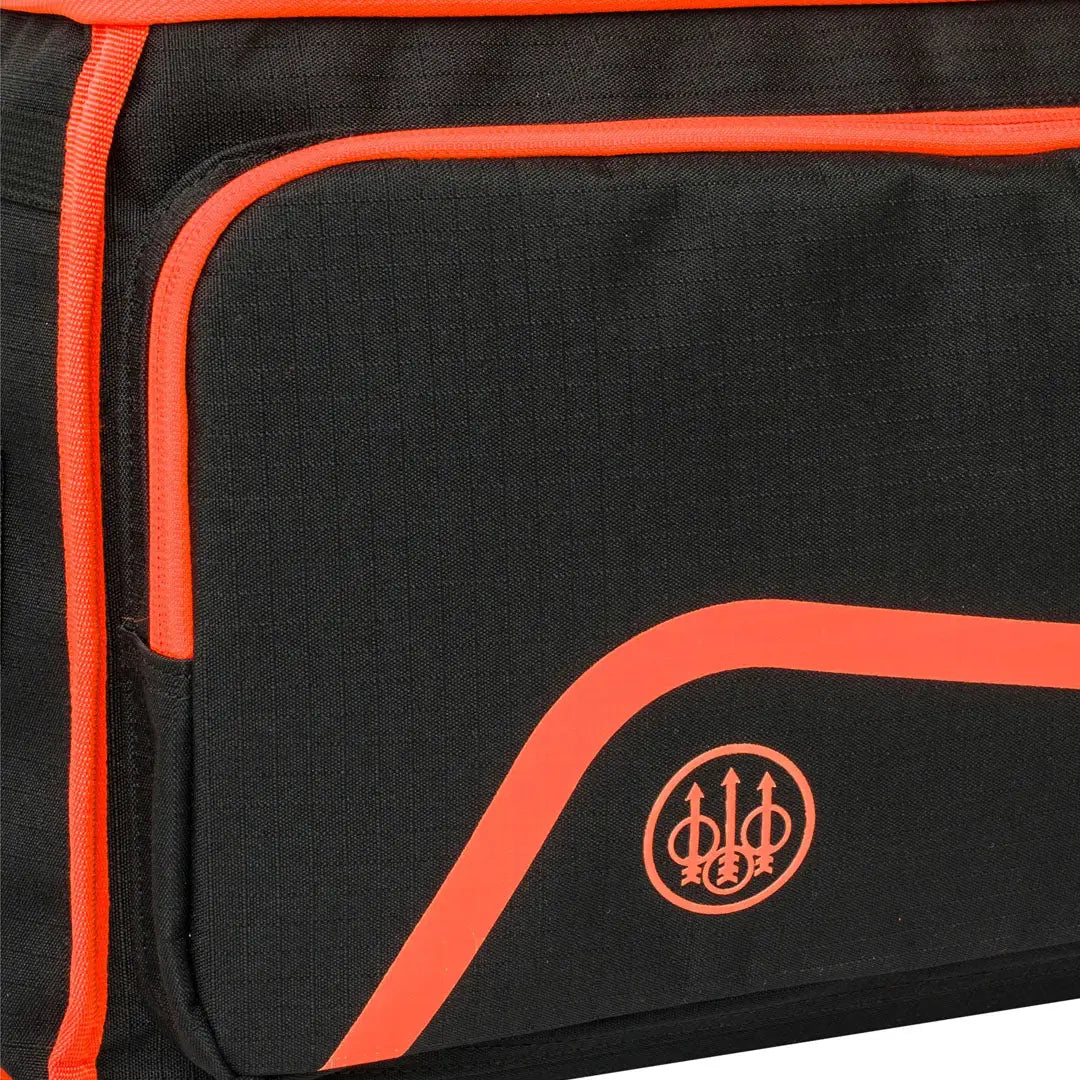 Beretta Challenge Cart Bag 250 with black fabric, orange stitching, 3-arrow logo