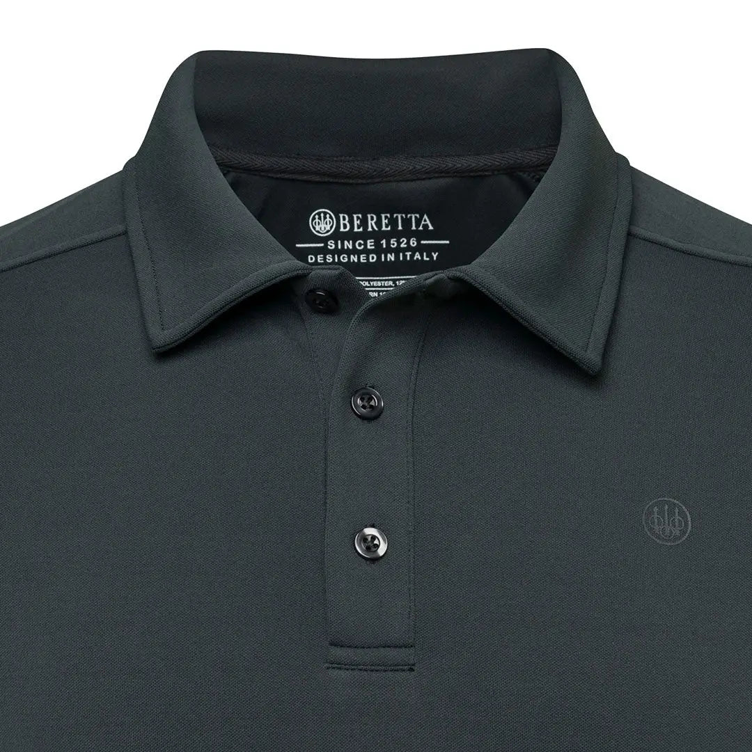 Dark gray Beretta Champions Edge polo with textured weave for hunting outdoors