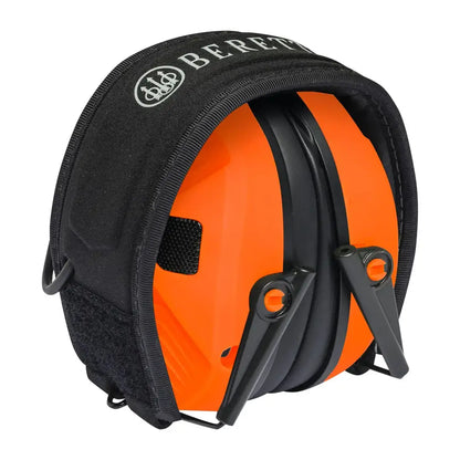 Foldable orange and black Beretta Electronic Earmuffs for hearing protection