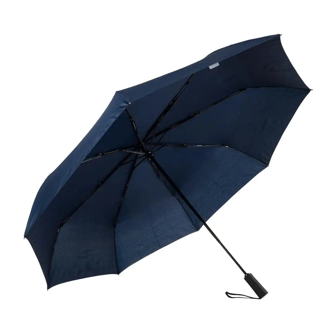 Open navy blue Beretta Foldable Umbrella, compact foldable umbrella for quick rain protection