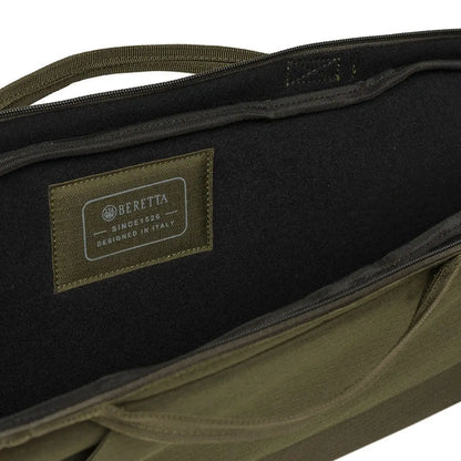Olive green Beretta GameKeeper EVO sleeve with black lining and patch