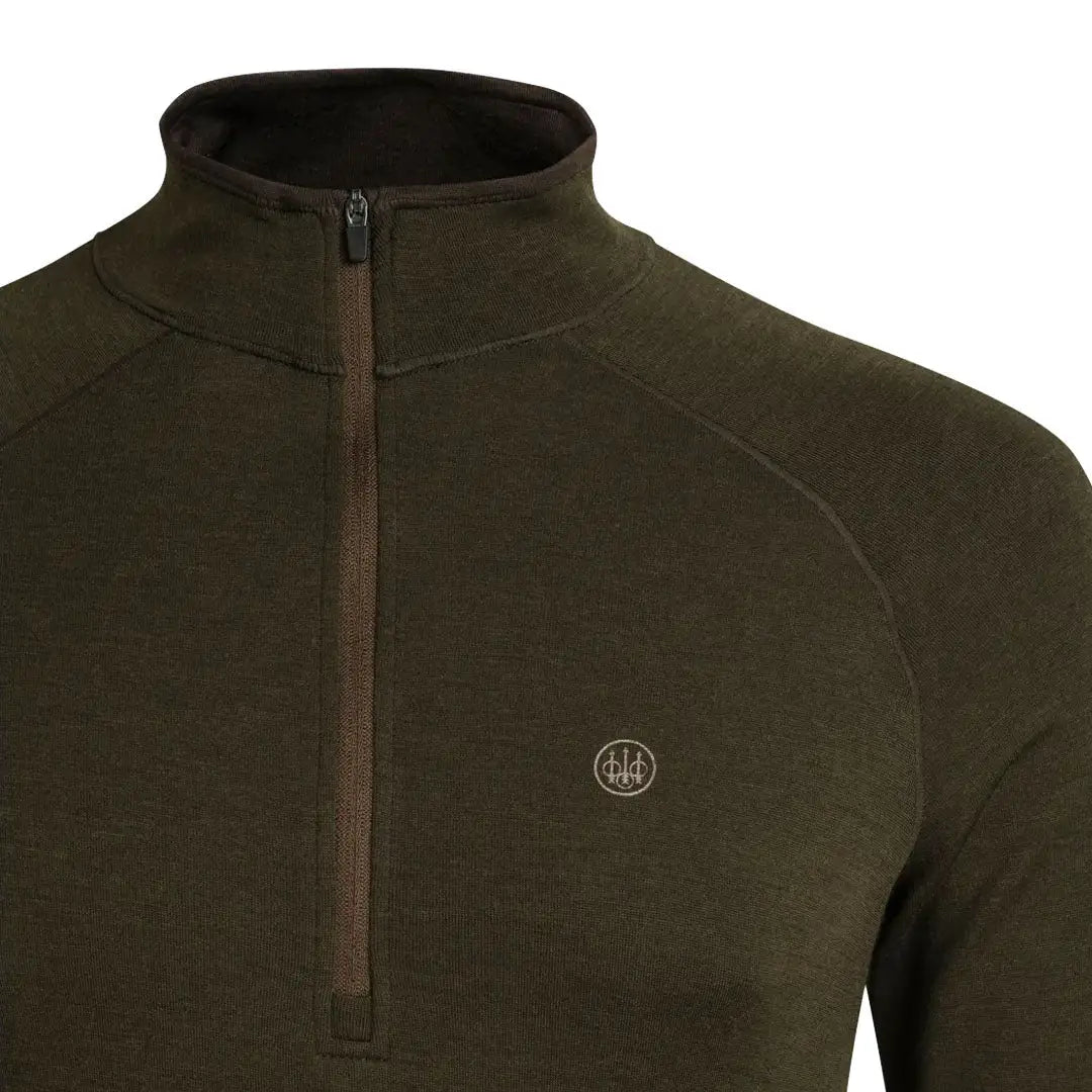 Olive green Merino wool long-sleeved zip-up sweater from Beretta Glider Hunting Country Clothing