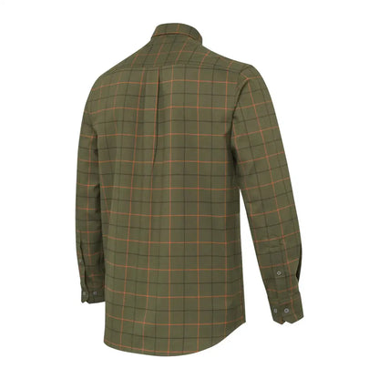 Olive green plaid Jargo stretch shirt for a comfy, stylish look