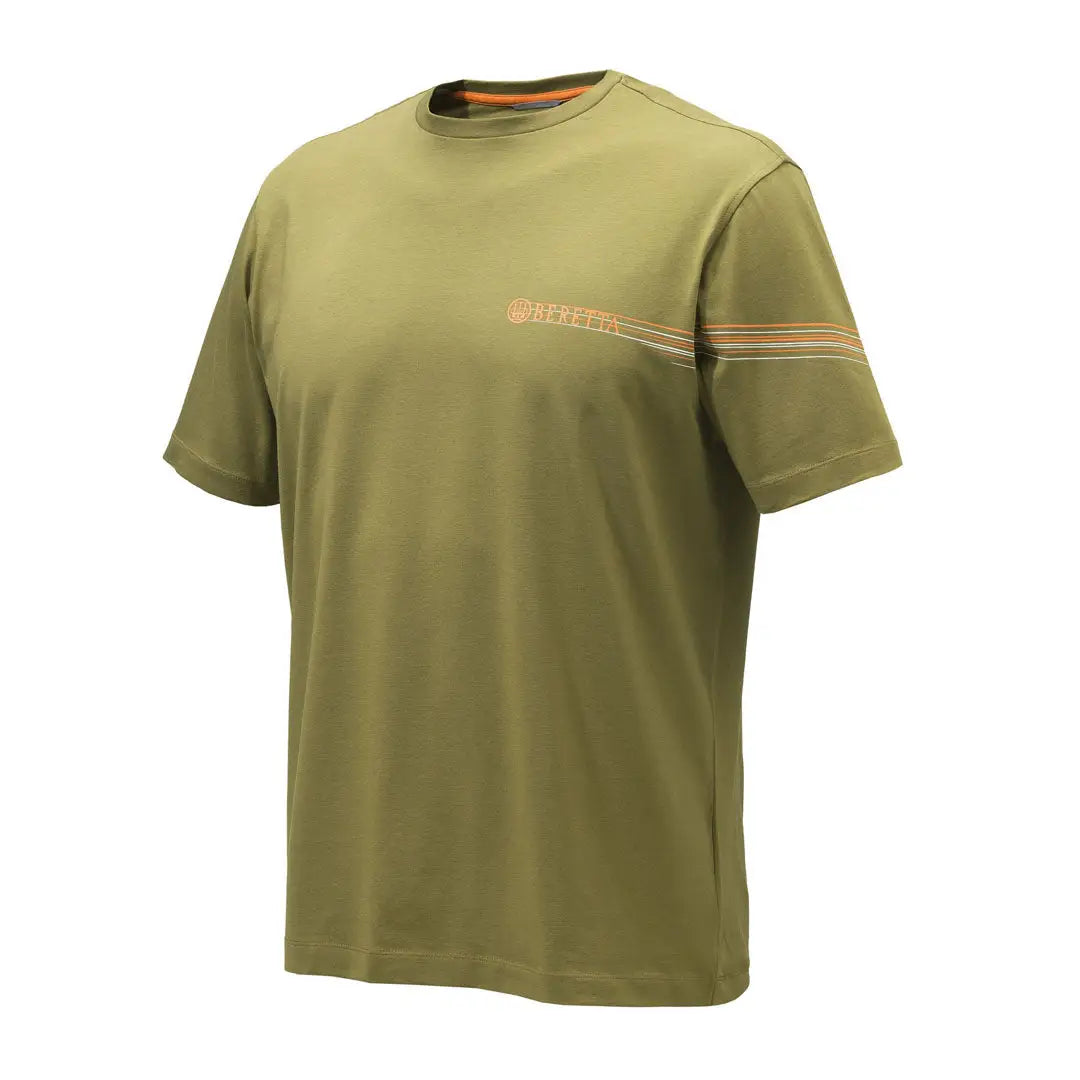 Beretta Lines olive green t-shirt with stripes, country clothing for hunting