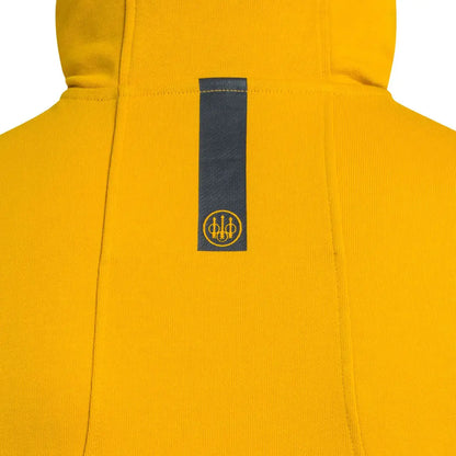 Beretta Mens Pintail Hoodie in bright yellow with blue logo label