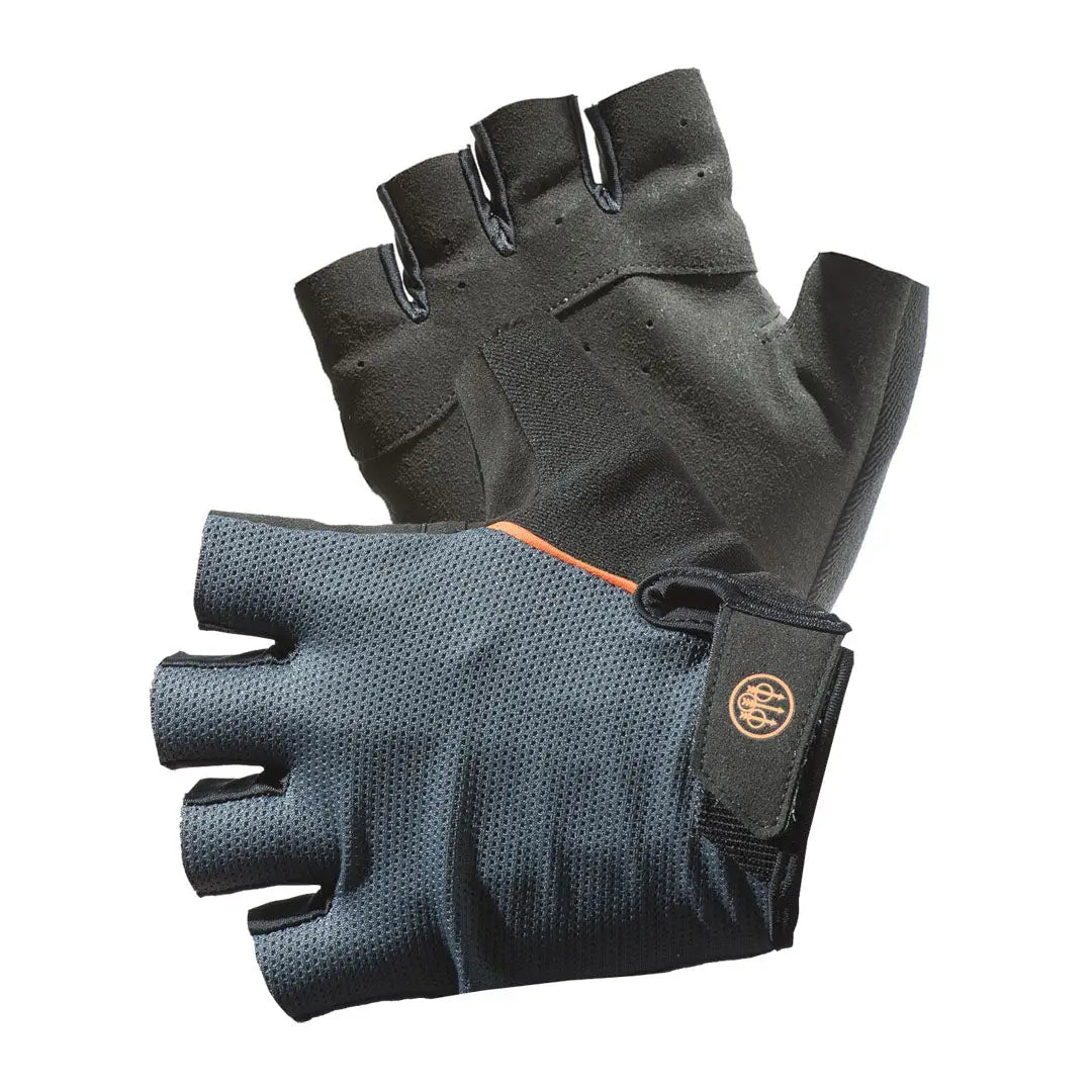 Beretta Pro Mesh fingerless gloves in black with orange stitching