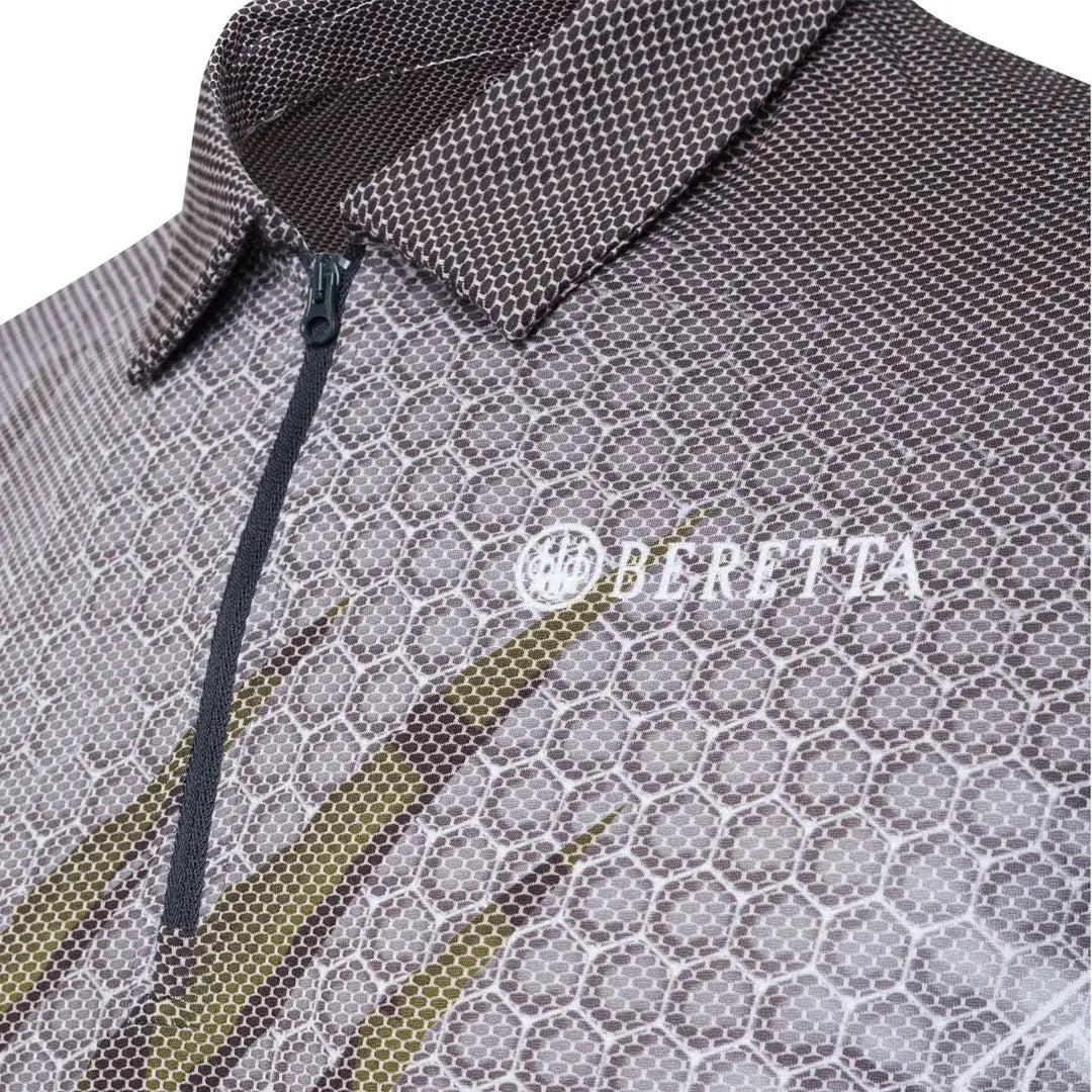Gray olive green hexagonal Beretta Rush Scratch Polo for hunting outdoors