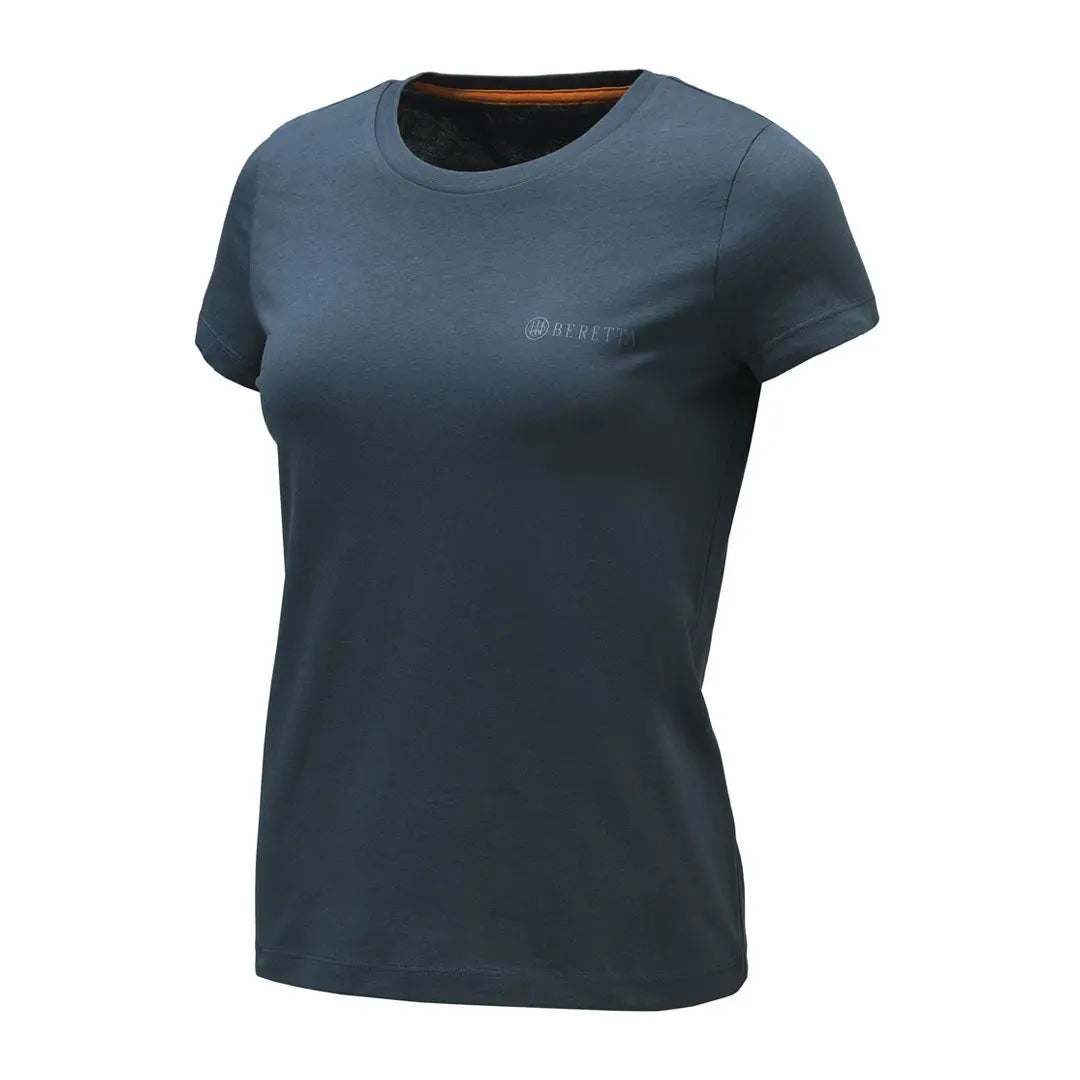 Dark blue Beretta set womens t-shirt with embroidered logo, hunting country clothing