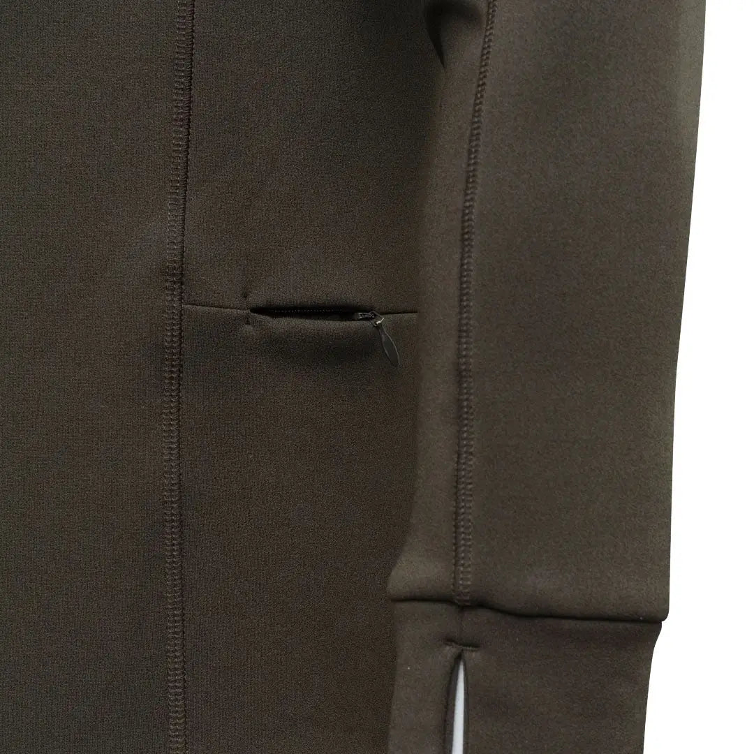 Brown long-sleeved Beretta Stretch Tech Half Zip Fleece with thumb holes