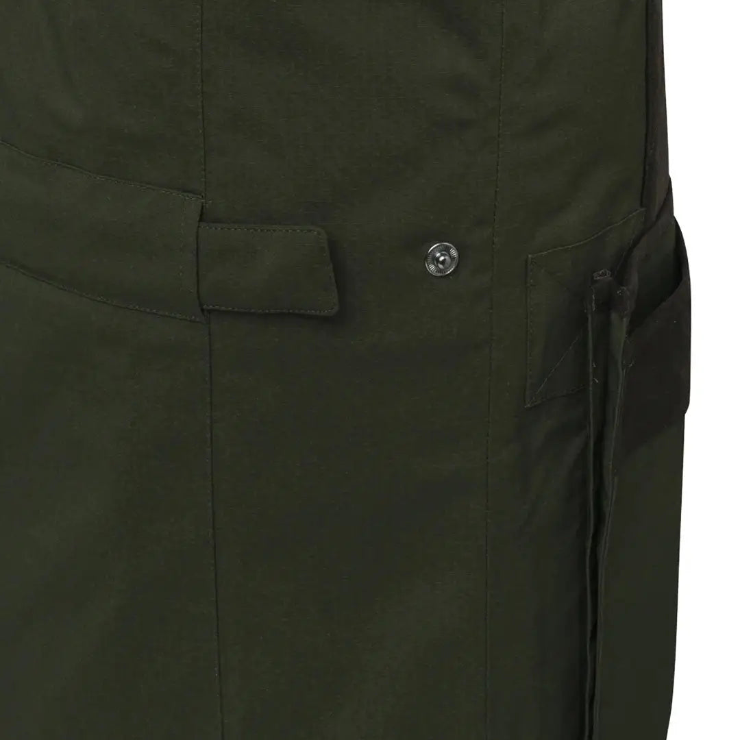 Detail of Olive Green Cargo Pants paired with Beretta Teal Sporting EVO Jacket