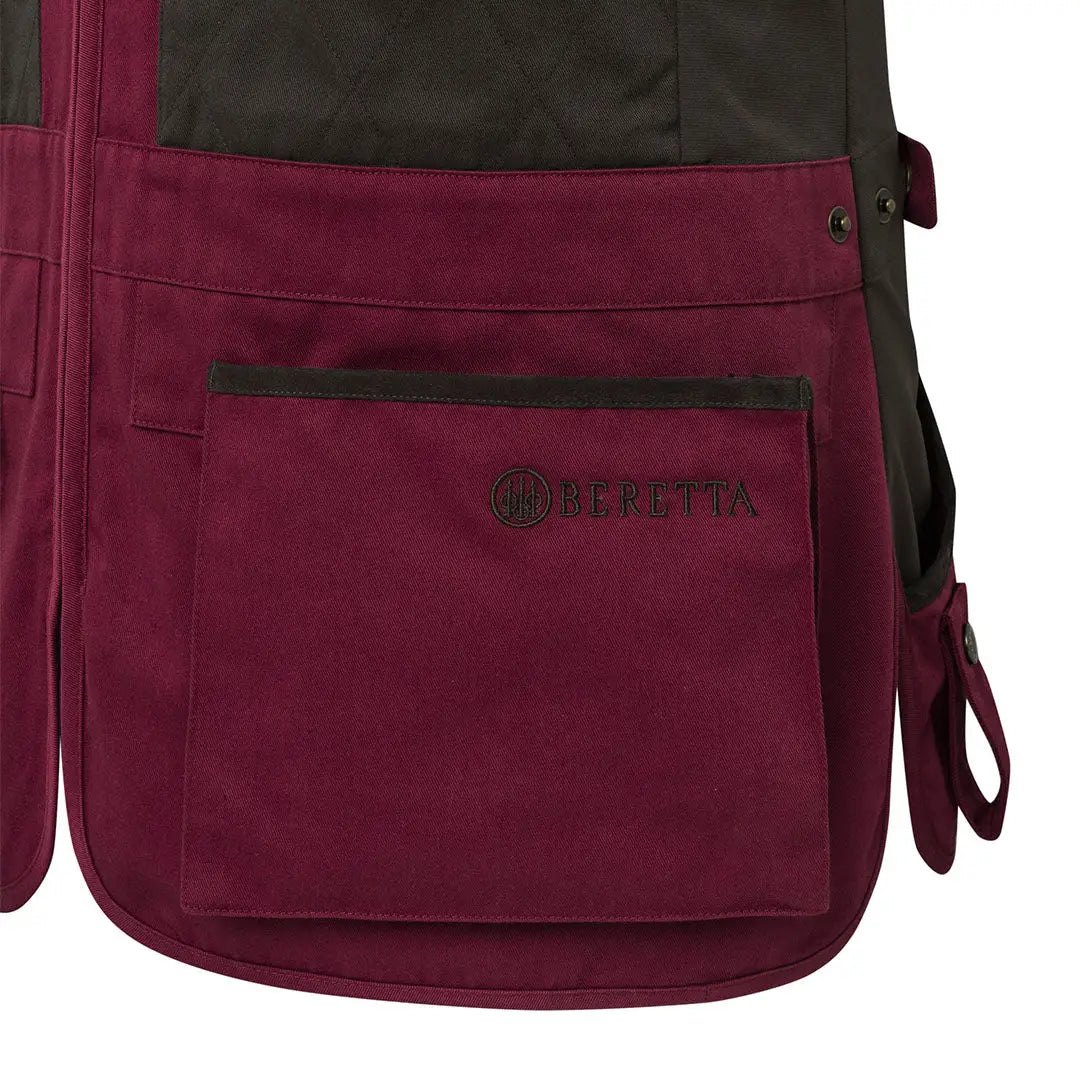 Beretta Teal Sporting EVO Vest in maroon suede with gray quilted panels