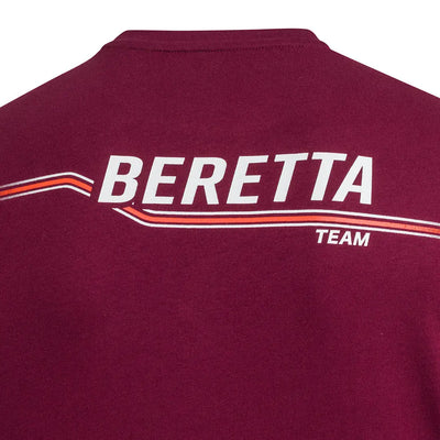 Maroon Beretta team short sleeve t-shirt with white orange stripes