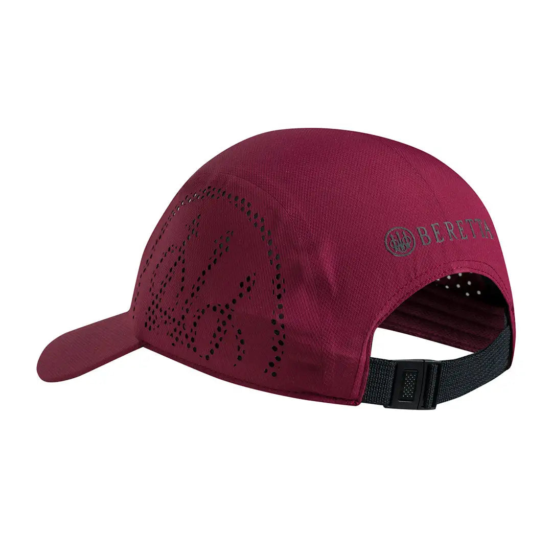 Beretta Tech maroon performance cap with perforated vents, black strap, hunting country clothing