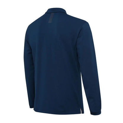 Back view of Beretta Tech Corporate long sleeve polo in navy with red trim