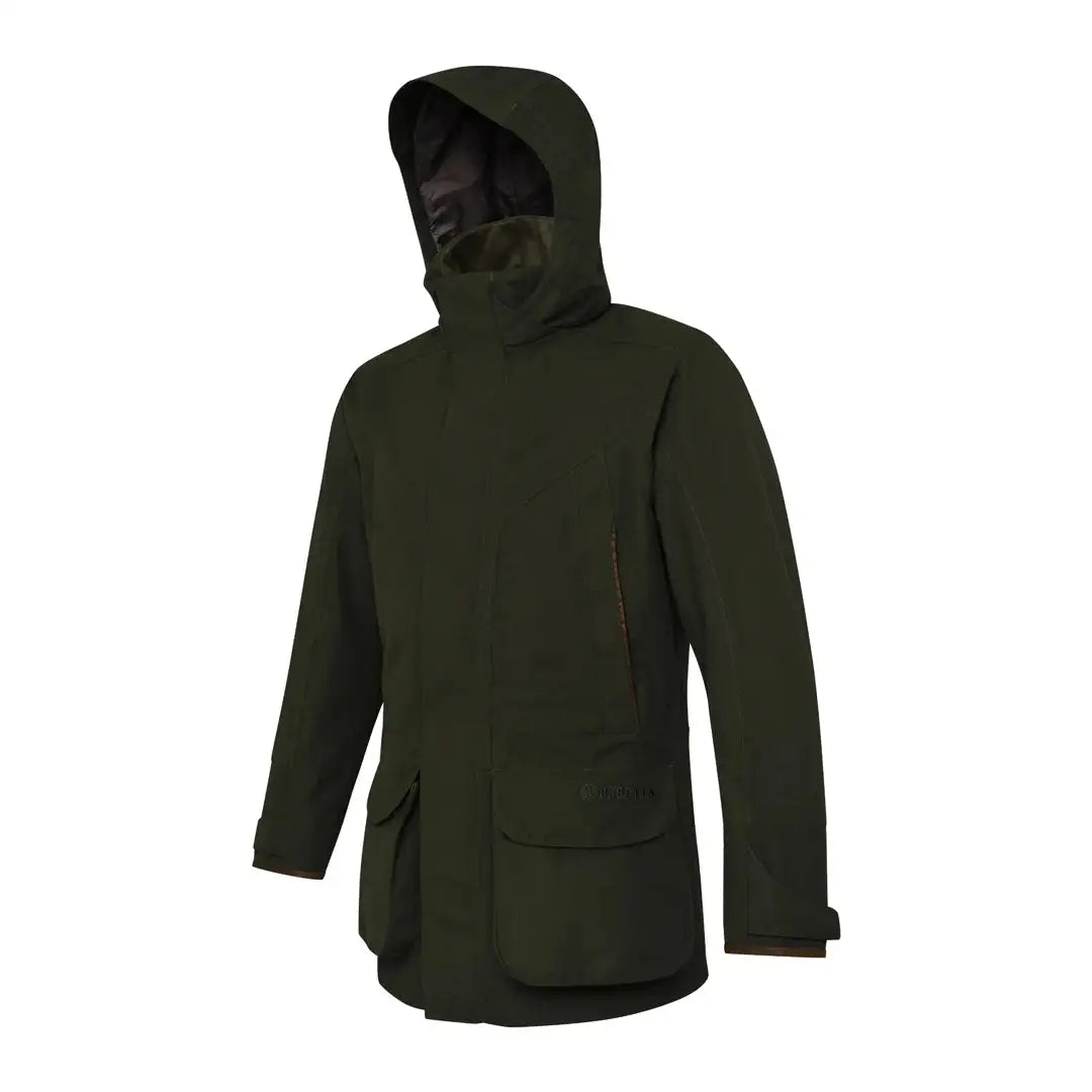 Green hooded jacket from the Beretta Tempesta Jacket for hunting and country clothing