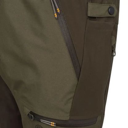 Olive green tri-active evo pants with zippered pockets for country clothing style