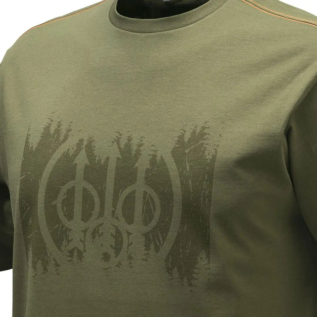 Beretta Trident olive green t-shirt with faded forest graphic