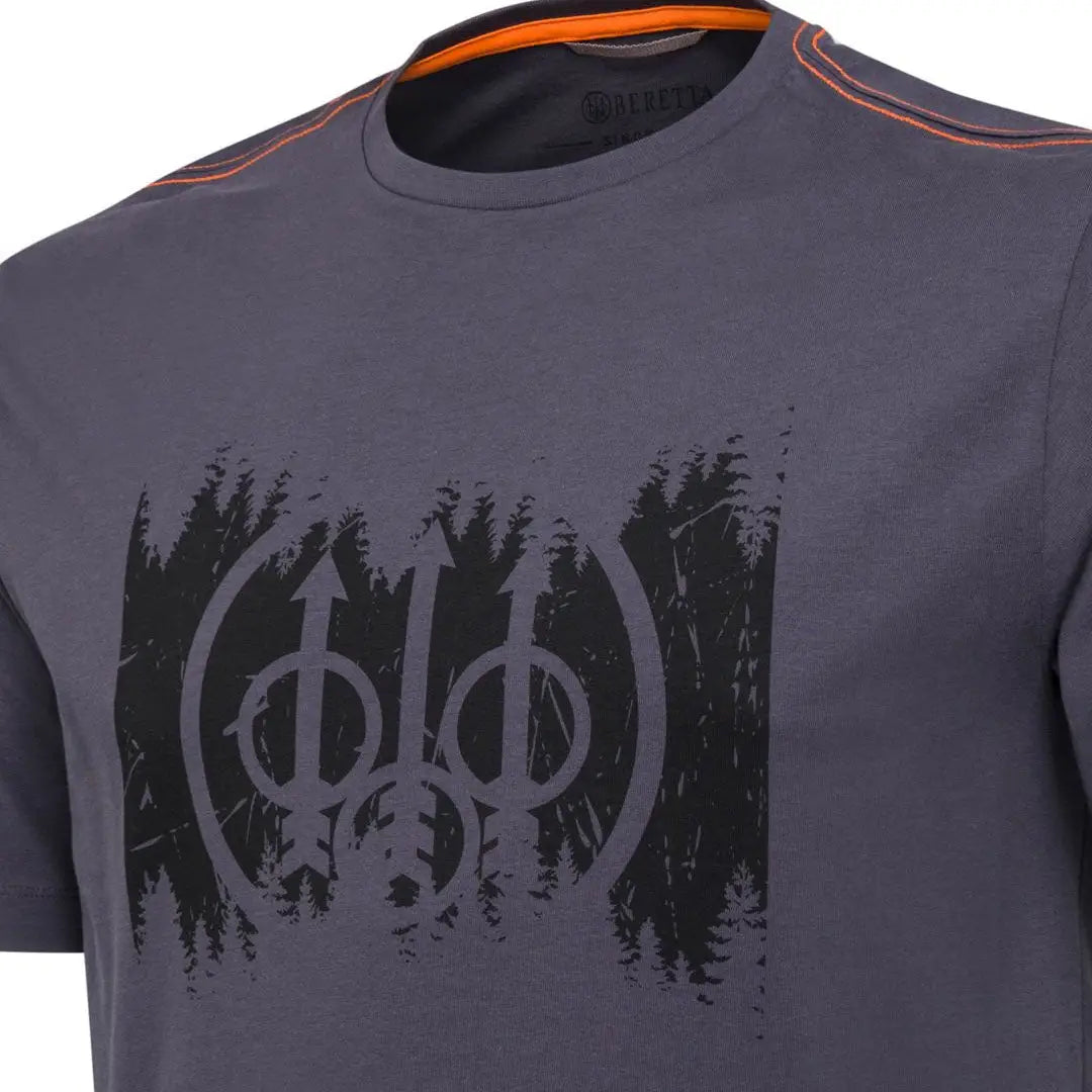 Beretta Trident dark gray t-shirt with black forest graphic, hunting country clothing