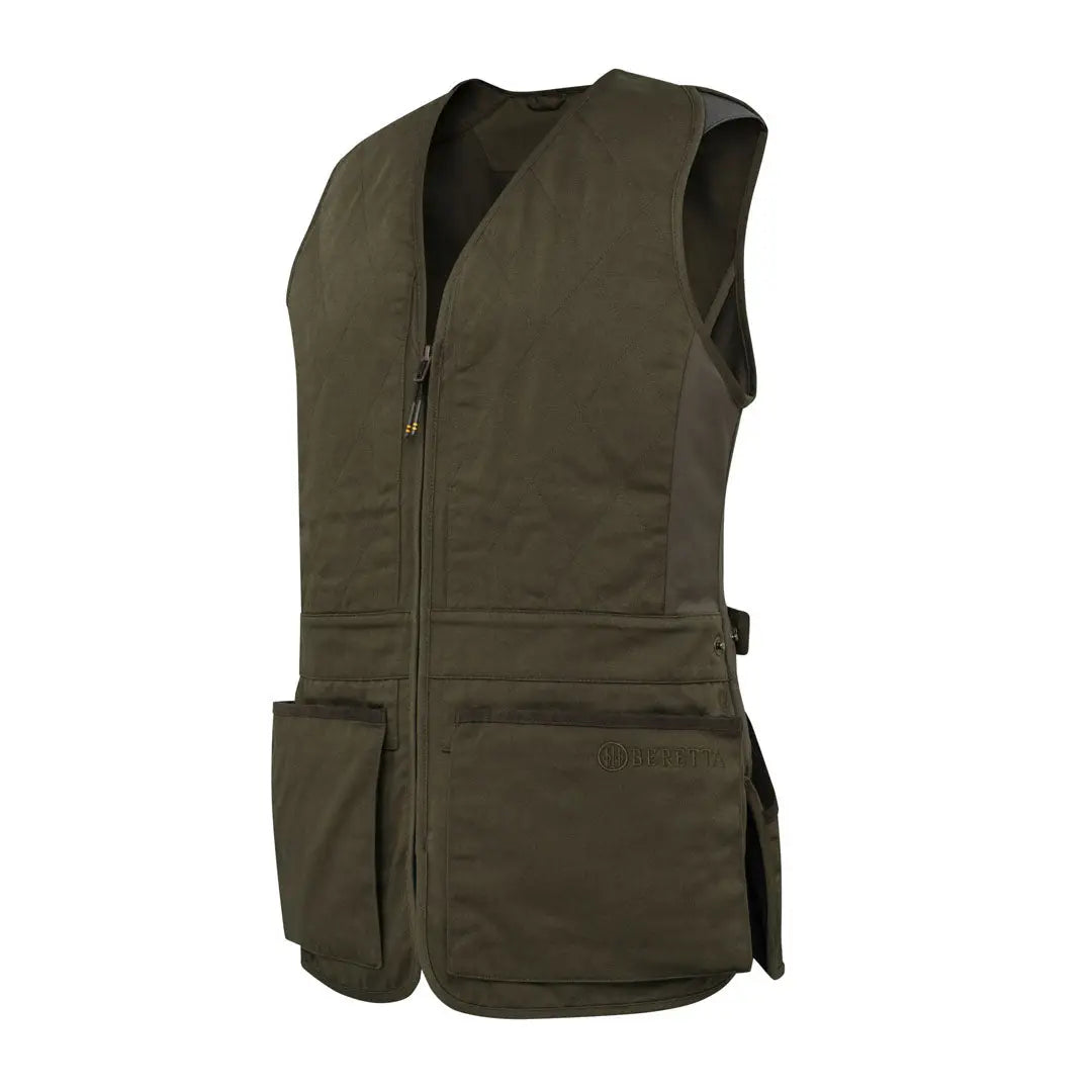 Beretta womens teal sporting EVO vest in olive green with pockets, zipper, logo