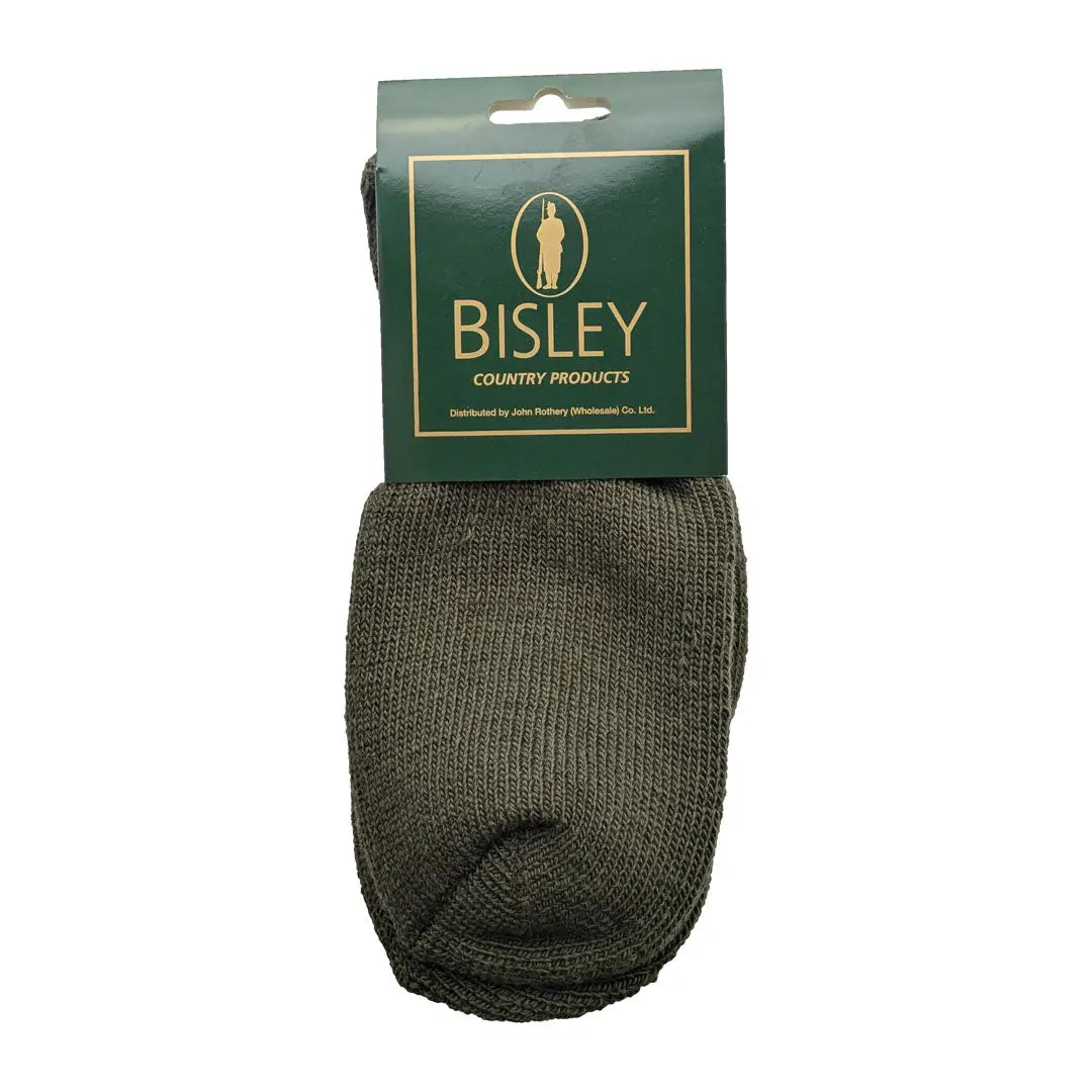 Olive green Bisley Rambler Socks with textured pattern and gold logo