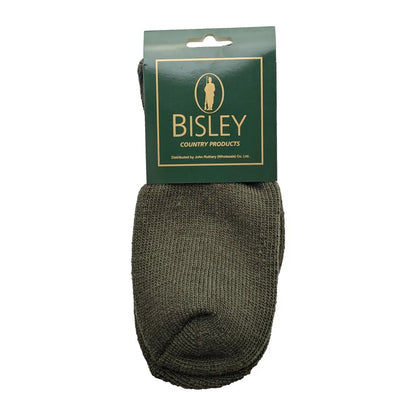 Olive green Bisley Rambler Socks with textured pattern and gold logo