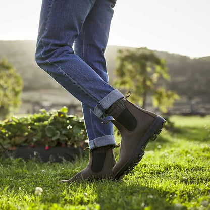 Brown Leather Chelsea Boots Blundstone 1609 with Antique Brown Color and Leather Lining