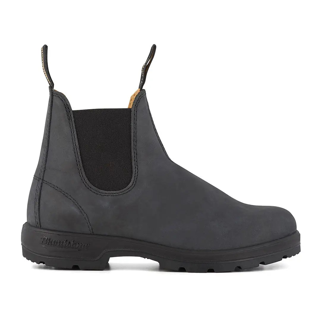Stylish Black Leather Chelsea Boots for country clothing - Blundstone 587 Rustic Black