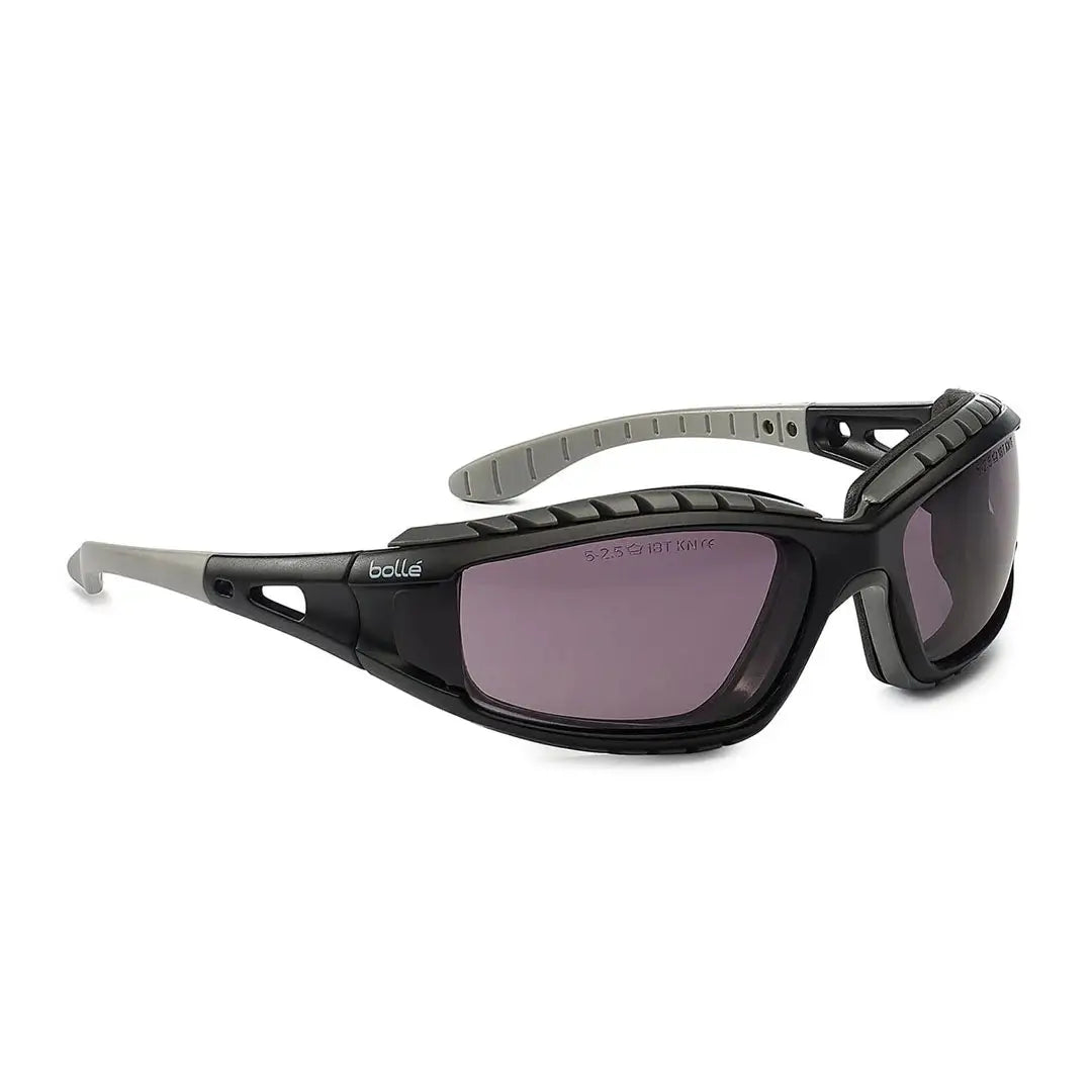 Black and gray safety sunglasses Bolle Tracker Smoke Lens for country clothing and outdoors hunting