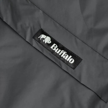 Buffalo logo patch on a dark fabric, highlighting the Buffalo Mountain Shirt