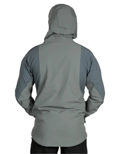Bushbuck Alpine Waterproof Jacket with gray hooded design for outdoor adventure