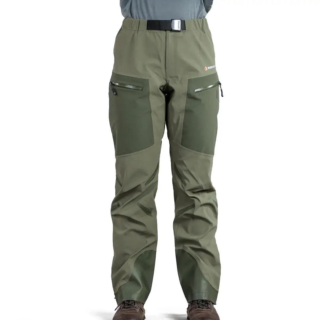 Olive green outdoor waterproof pants from Bushbuck Alpine Waterproof Pants collection